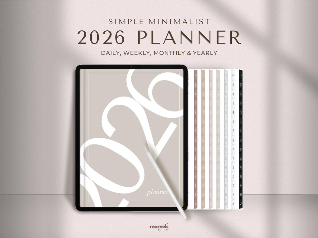 Simple Digital Planner | 2026 Planner | Minimalist Planner | Daily Planner, Weekly Planner, Monthly Planner, iPad Planner, GoodNotes Planner