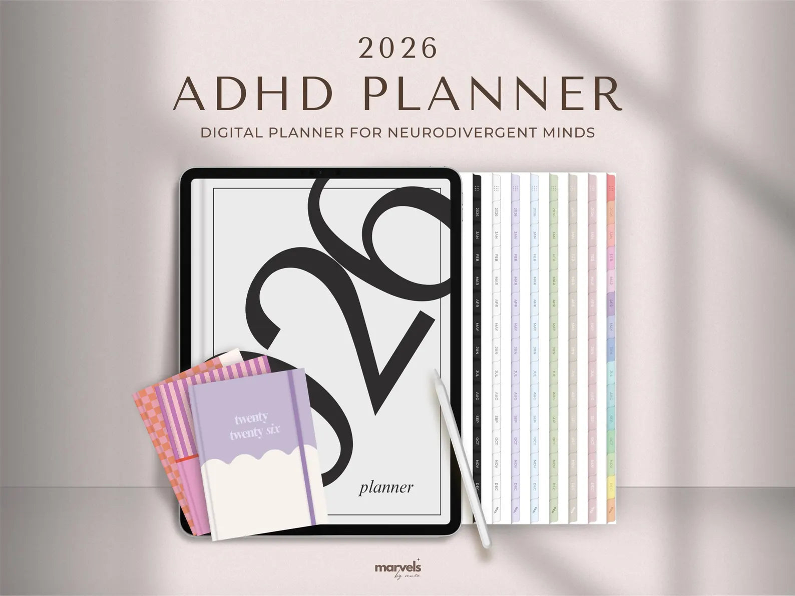 ADHD Digital Planner | 2026 Digital Planner, ADHD Planner, GoodNotes Planner, iPad Planner, Daily Planner, Weekly Planner, Monthly Planner